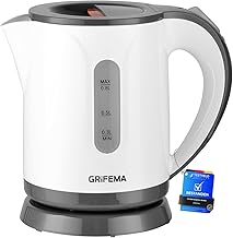 GRIFEMA Small Kettle, 0.8 L, 1100 W - Electric Tea Maker with Limescale Filter, Kettle Quiet, Quick, Kettle BPA-Free, Travel Kettle Automatic Shut-Off, Overheating Protection, White