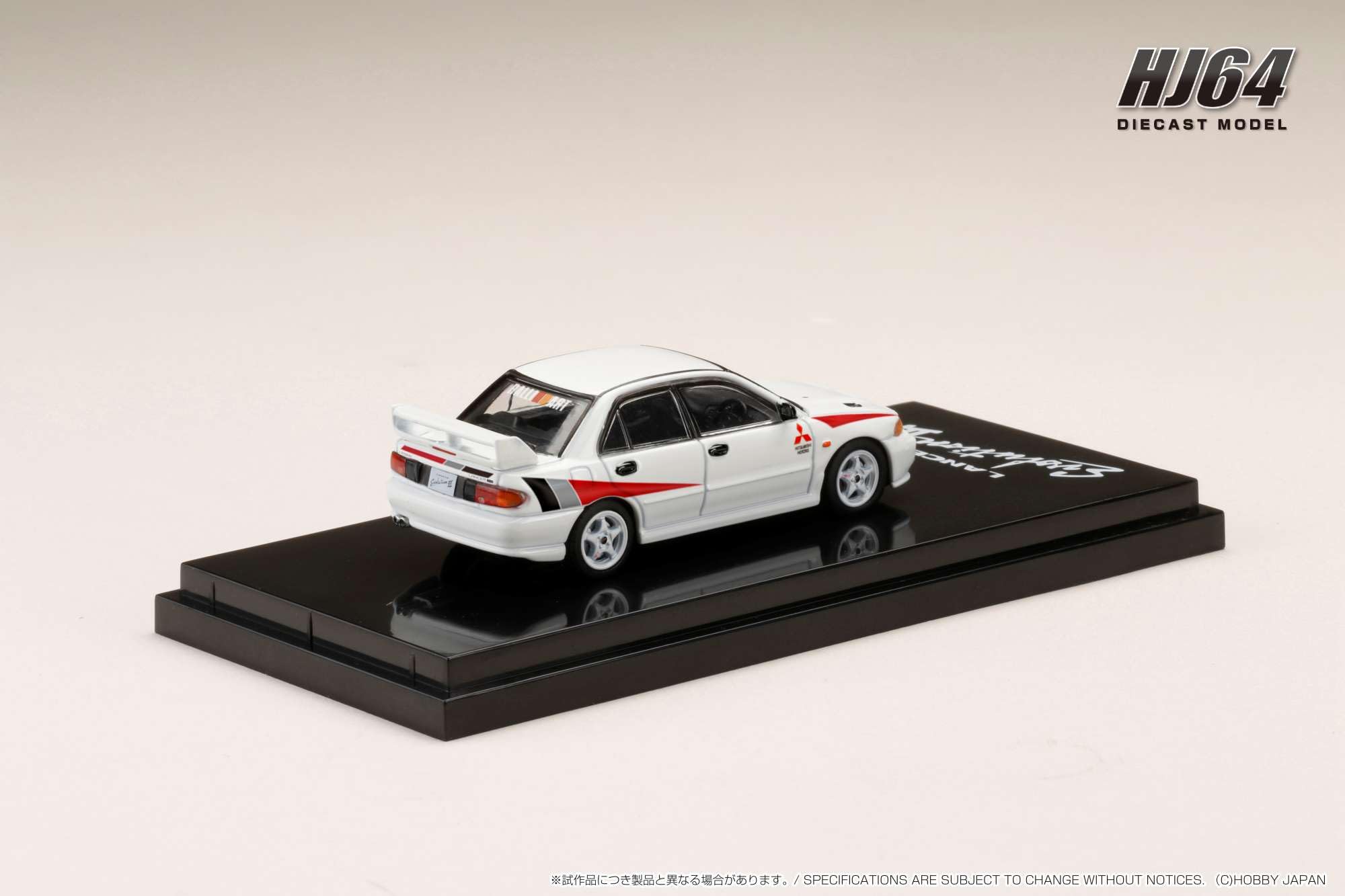 1/64 Mitsubishi Lancer RS EVOLUTION III Rally Stripe Scortier Bianco