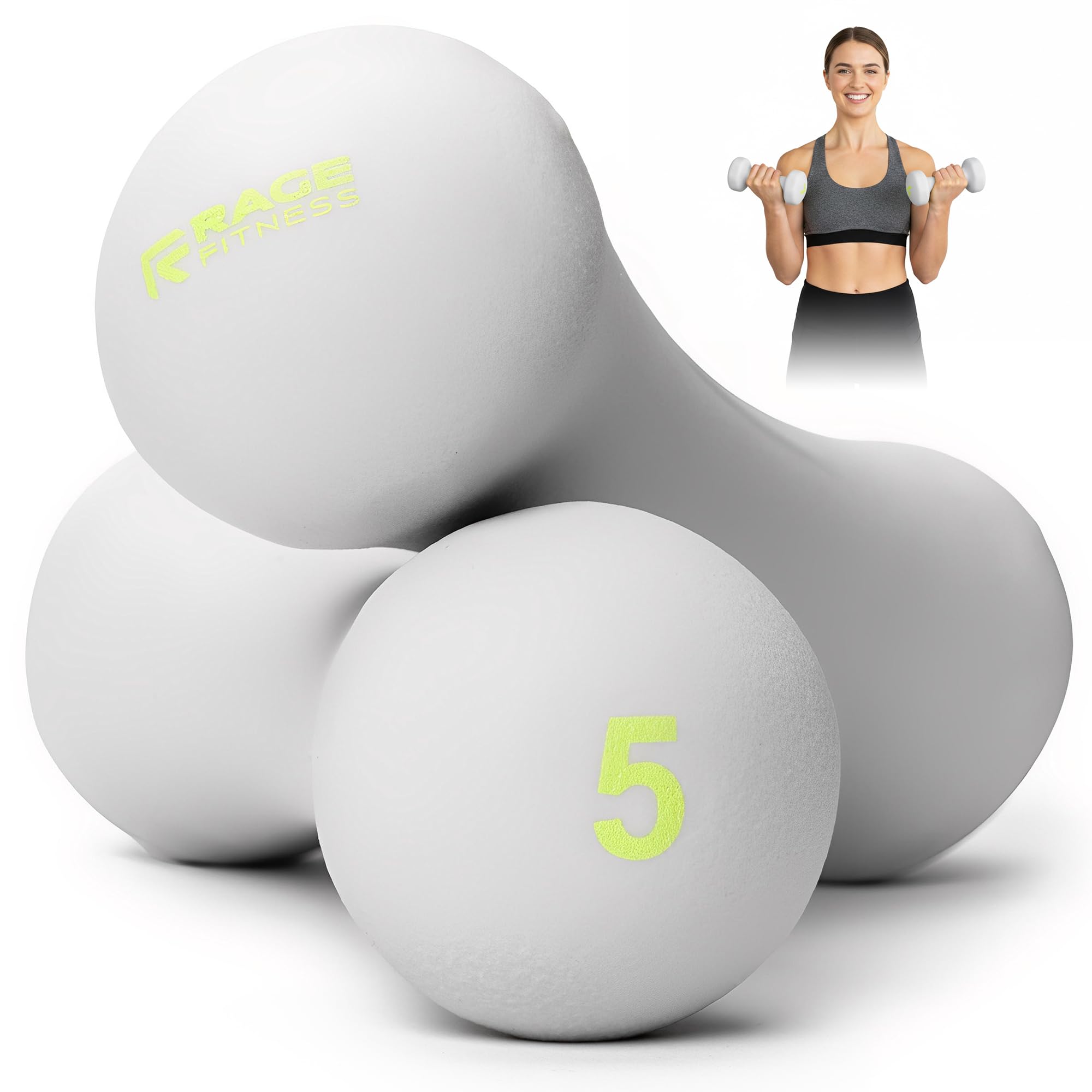 Rage Fitness Dumbbell Hand Weight Sold in Pairs PVC Coated Texturized Rubber Exercise Fitness Dumbbell for Home Gym