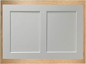 H7 Oak Picture Photo Frame with White 5 x 3.5 Inch Two Aperture Mount