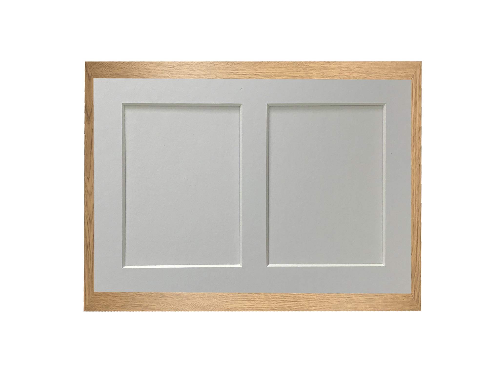 Frames By Post Oak Frame And White Multi Mount H7 Oak Picture Photo Frame With White 5 X 3.5 Inch Two Aperture Mount