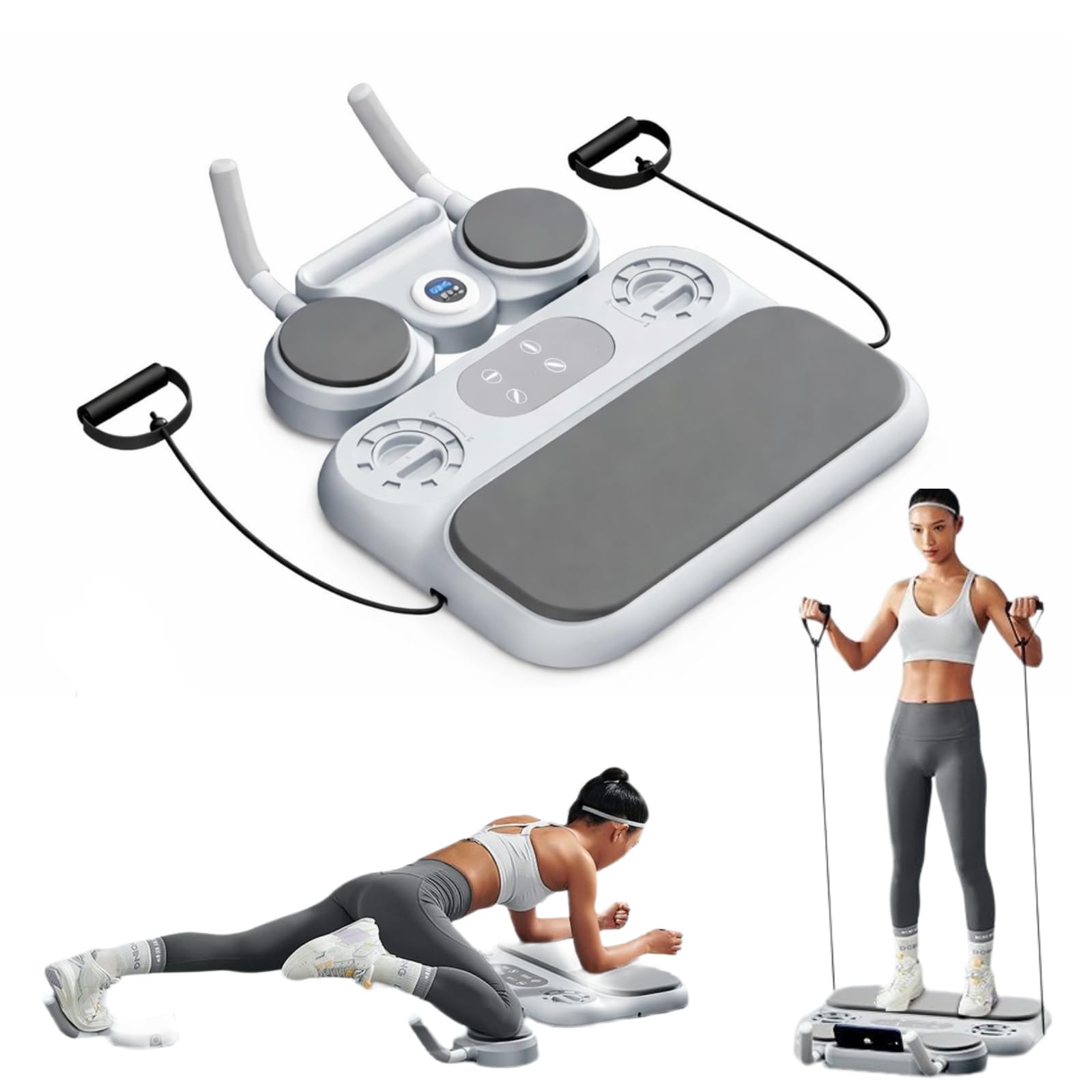 Proton™ 6-in-1 All-in-One Abdominal Training Board Set with Resistance Bands, Crunch Rollers, Push-Up Plate, Counter, and Knee Pad for Total Body Core Workout – Multifunctional Home Fitness Board