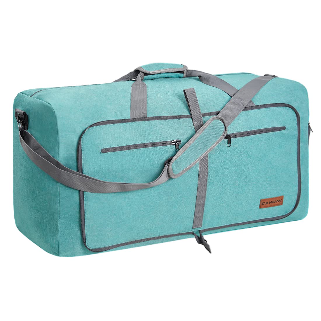 Canway 65L Duffle Bag for Men Travel, Foldable Travel Duffel Bag with Shoes Compartment,Overnight Weekender Bag Water-proof & Tear Resistant, Turquoise Blue