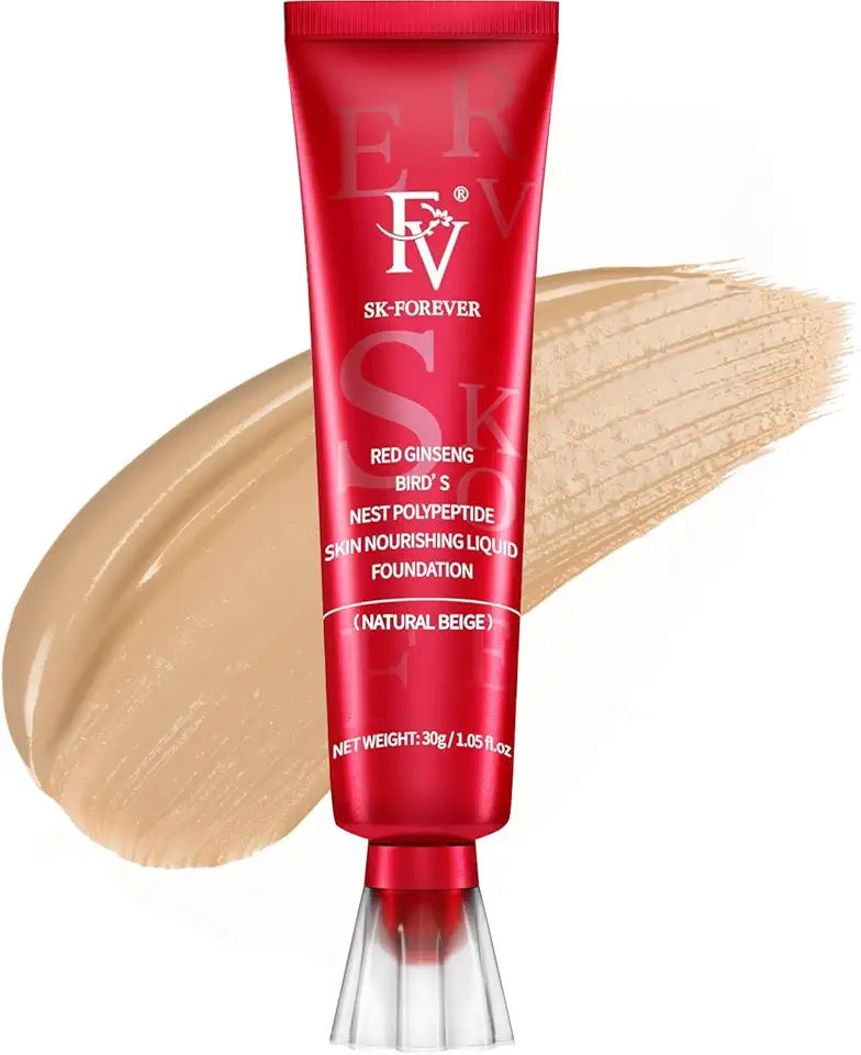 FV Base líquida à prova d'água com acabamento fosco, leve, sem óleo, maquiagem natural para pele mista e oleosa, cobertura leve a média, bege natural, 31 ml