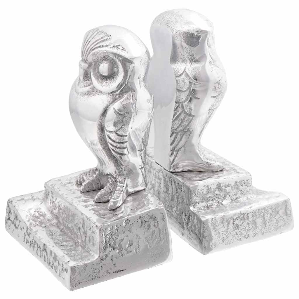 Buchstützen 2er Set aus Aluminium, Hochglanz Silber, 4.7 x 3.5 x 7.5 Zoll, Dekoratives Regal-Accessoire für Büro und Wohnzimmer