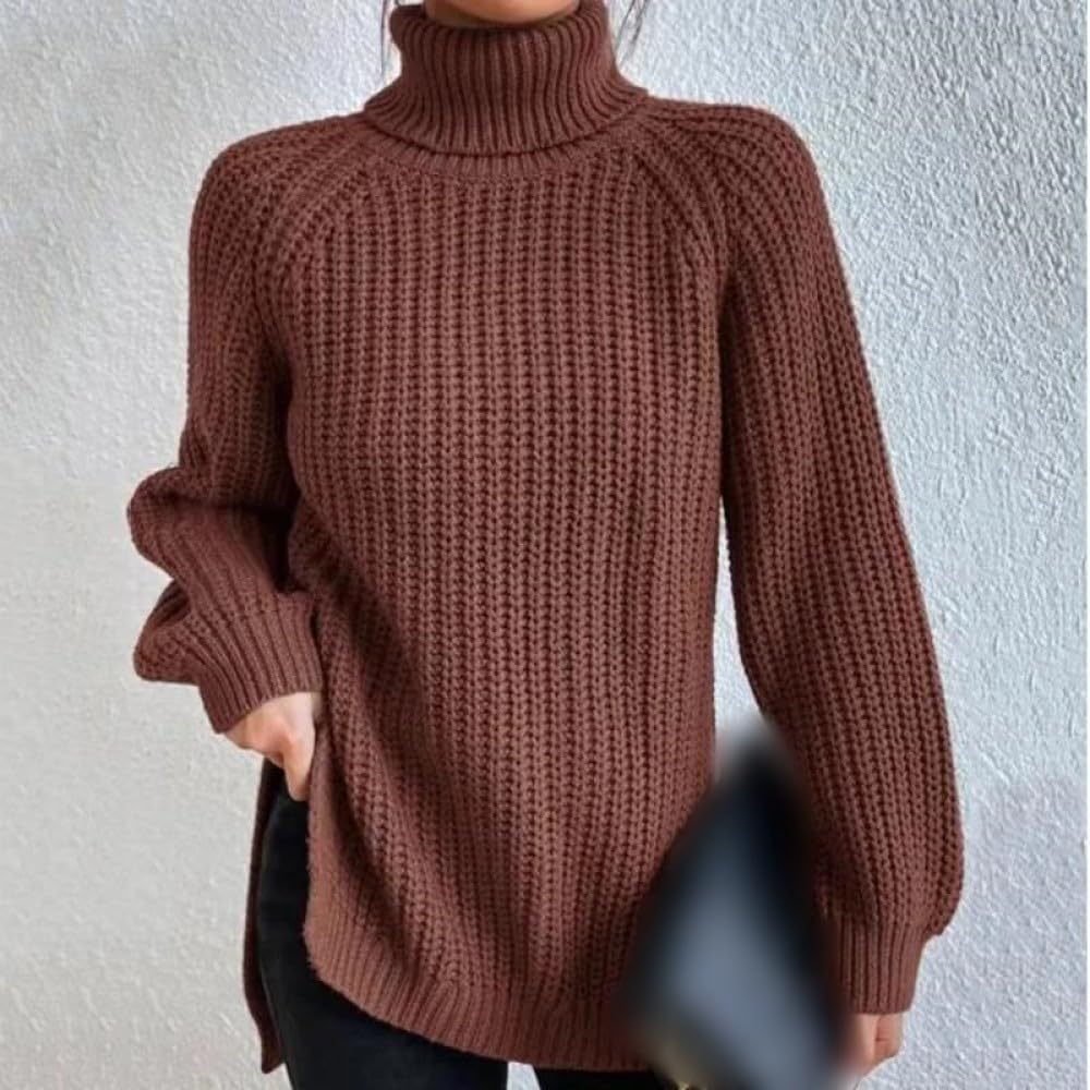 Rollkragenpullover Für Damen, Winter, Langärmelig, Seitlich Gespalten, Strickpullover, Wollpullover, Strickpullover, Rollkragenpullover, Warme Oberteile, Pullover, Strickwaren