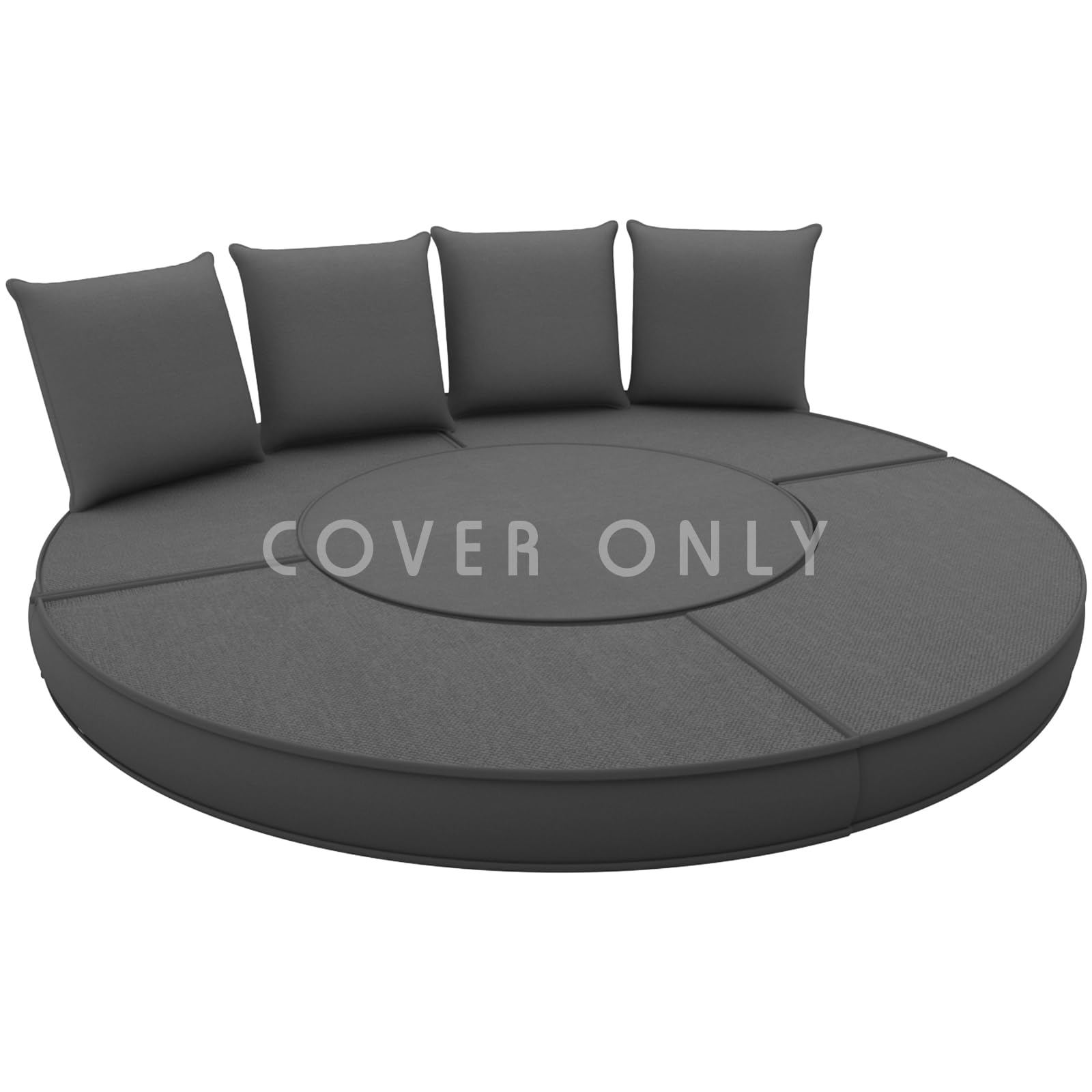 167,6 cm, 5-teiliges Ersatzkissen für den Außenbereich, Tagesbett, Sonnenbett, mit Reißverschluss, wasserabweisend, Rattan-Sofa-Kissenbezug, Schwarz