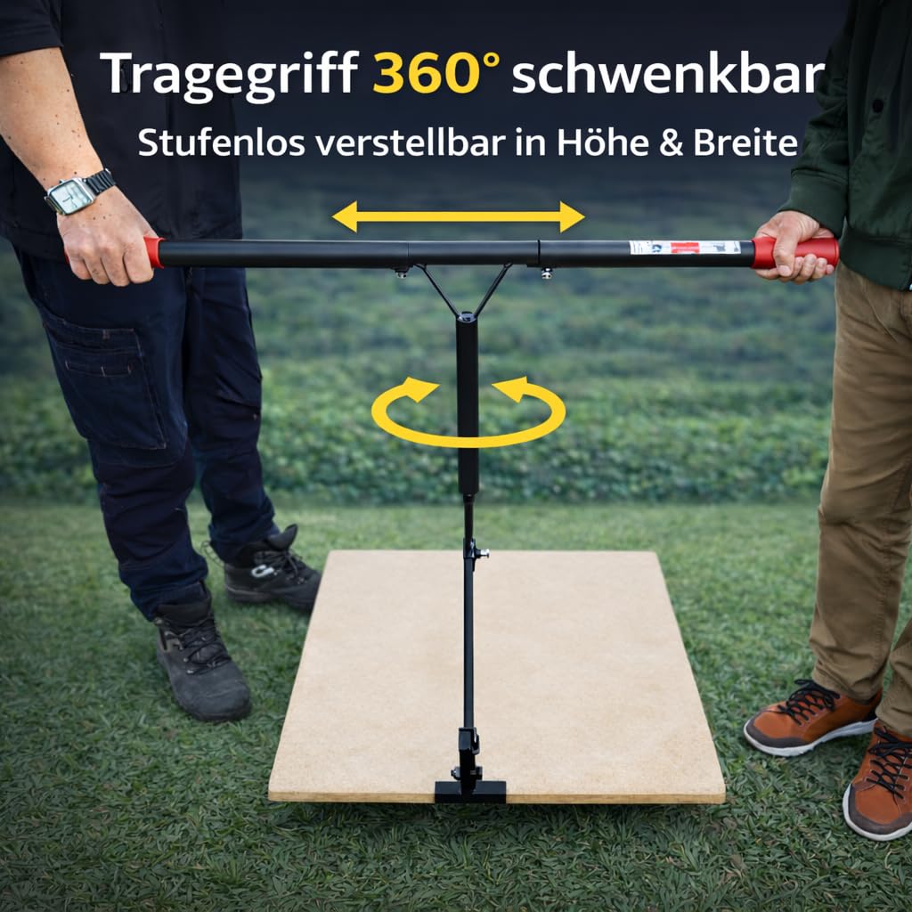 M.SB Werkzeuge - Plattenheber 2-in-1 von 30-80 cm stufenlos verstellbar bis 60 kg, verlängerte Tragegriffe, Plattenträger Tragezange 360°