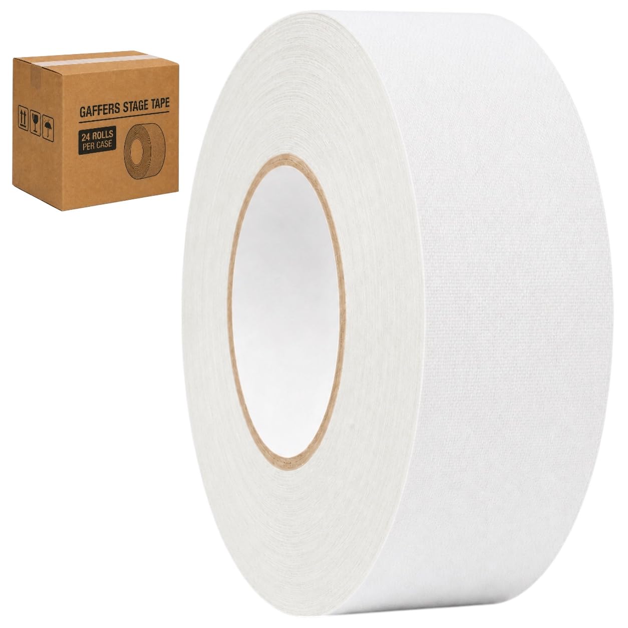 GGR Supplies CGT-80 Gaffers Stage Tape, White, 2 in x 60 yd, 24-Pack