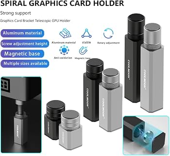 Supporto Regolabile Per Scheda Grafica Teaaha – Nero, Altezza 25,5–50 Mm, In Silicone E Ferro - 3