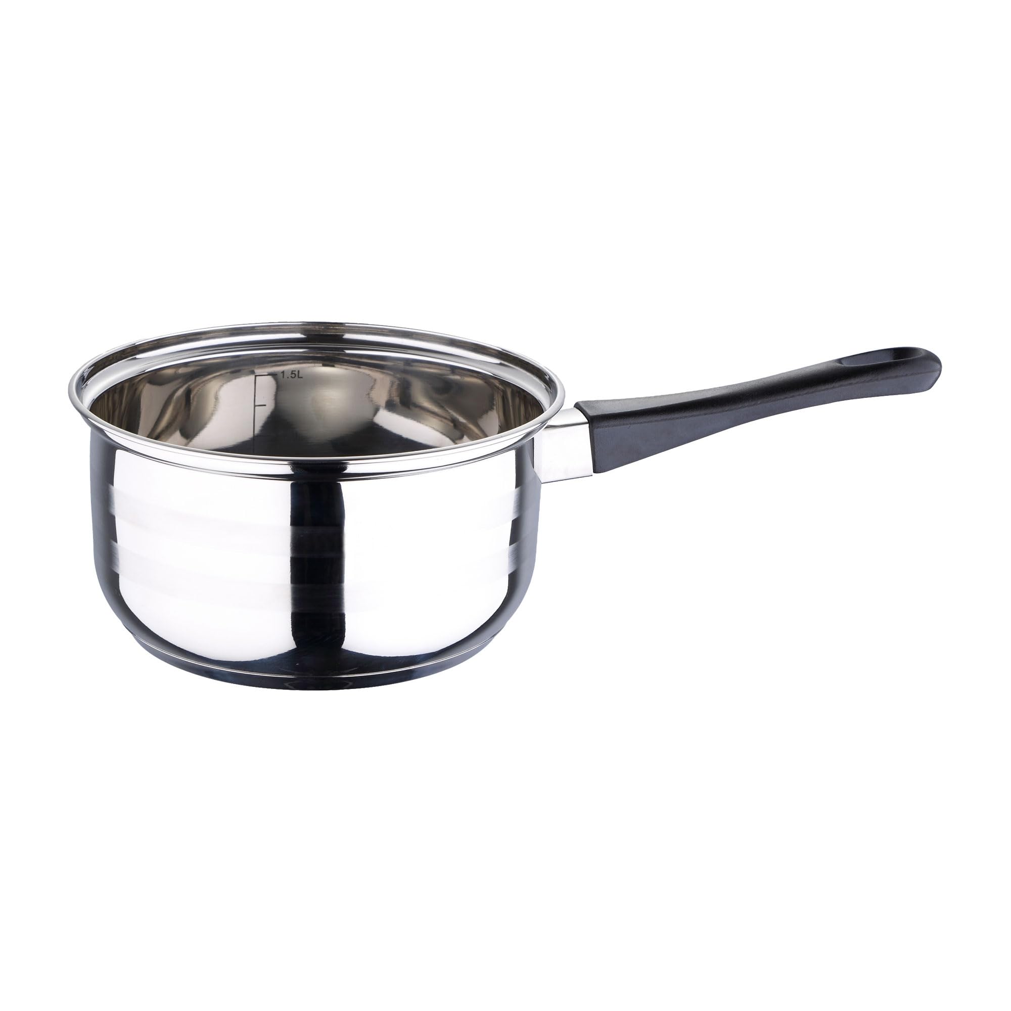 Well Home Set de Batería de cocina de 5pc en acero inoxidable + 3 Sartenes Ø16Ø20Ø24cm Negro en aluminio prensado