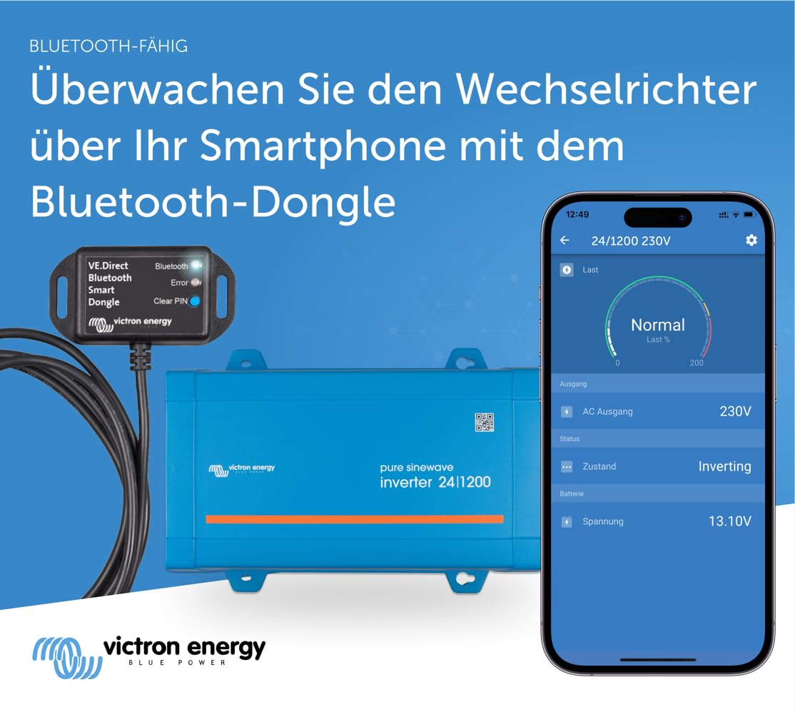 Victron Energy 800VA 24-Volt 230V AC Reiner Sinus Wechselrichter (Schuko)