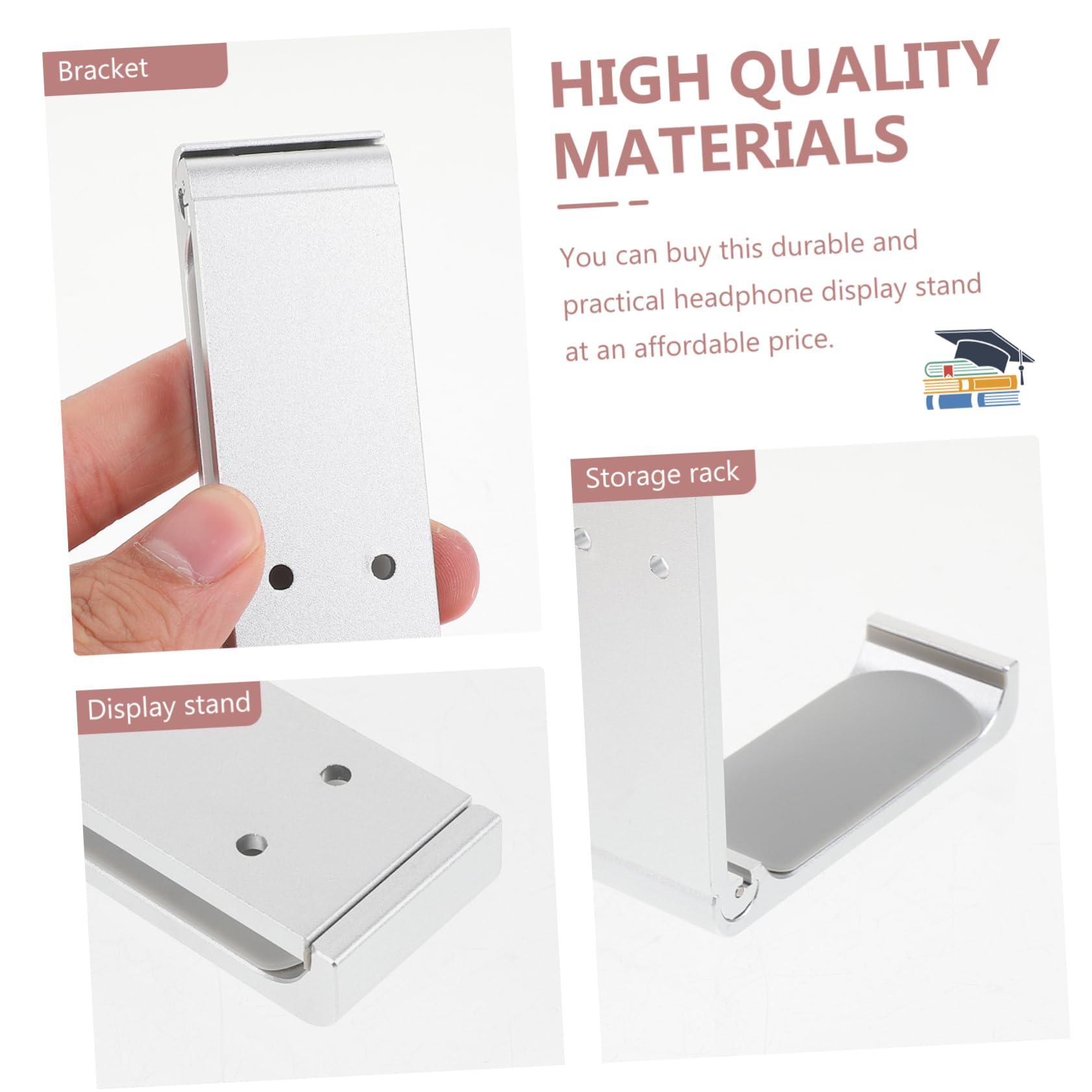 SHINEOFI Supporto Metallico per Cuffie da Scrivania 4 Pezzi Argento | Lega di Alluminio, Montaggiodesivo o Vite, Organizzazione e Esposizione, per Bar e Casa