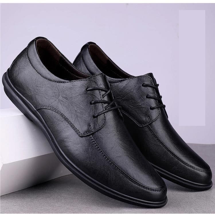 Dress Oxford for Mens Calfskin Leather Fashion Lace Up Prom Business Tuxedo Wedding Non Slip Block Heel Anti-Slip Formal Breathable4