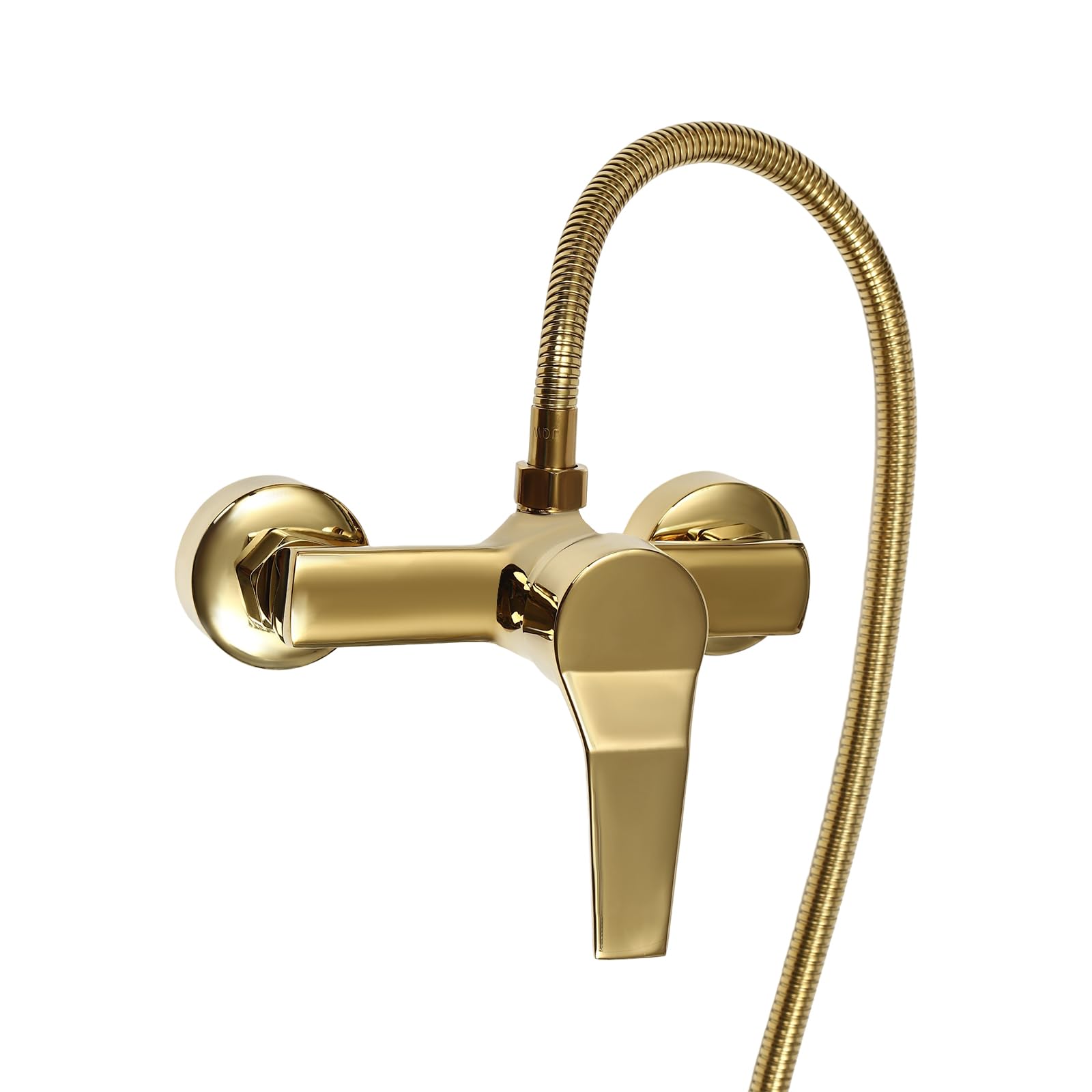 Grifo para bañera con ducha de mano, montaje en pared, grifo monomando para bañera, 2 funciones, incluye manguera de ducha de 1,5 cm de largo, latón dorado
