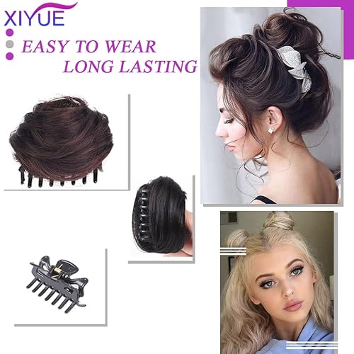 Olacare 2Pc Claw Clip In Hair Bun Messy Fake Hair Buns Extensions Clip In Donut Chignon Synthetic Bun In Hairpieces Updo Brown Ballet Bun For Women Grils #TOP5