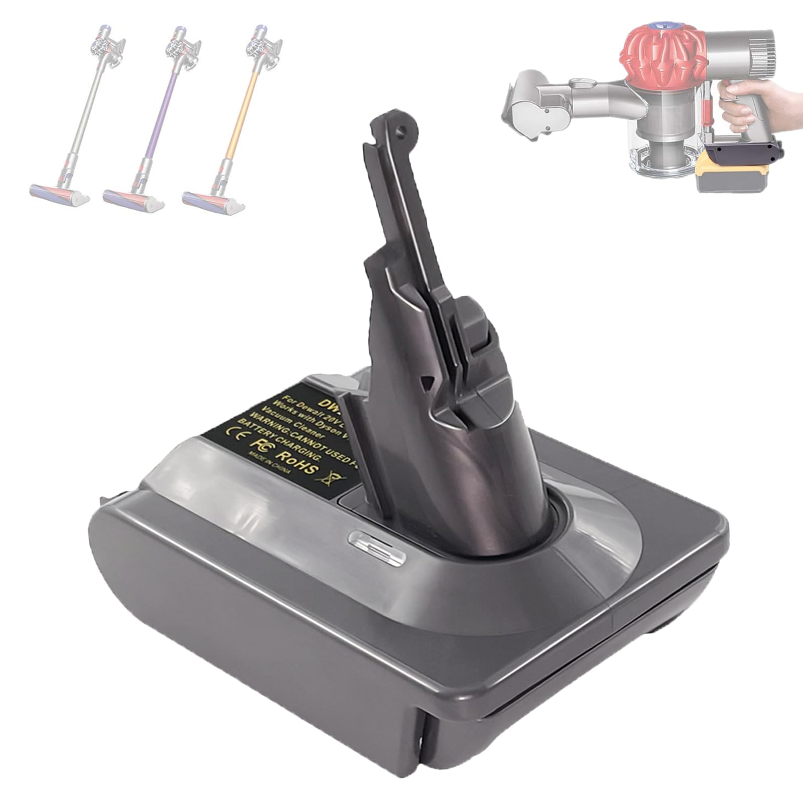 New Version V8 V7 Battery Adapter for DeWalt 20V Lithium Battery Convert to Replace for Dyson V8 V7 Battery, Work for Dyson V8/7 Series Vacuum Cleaners V8/7 Animal V8/7 Absolute V8/7 Motorhead