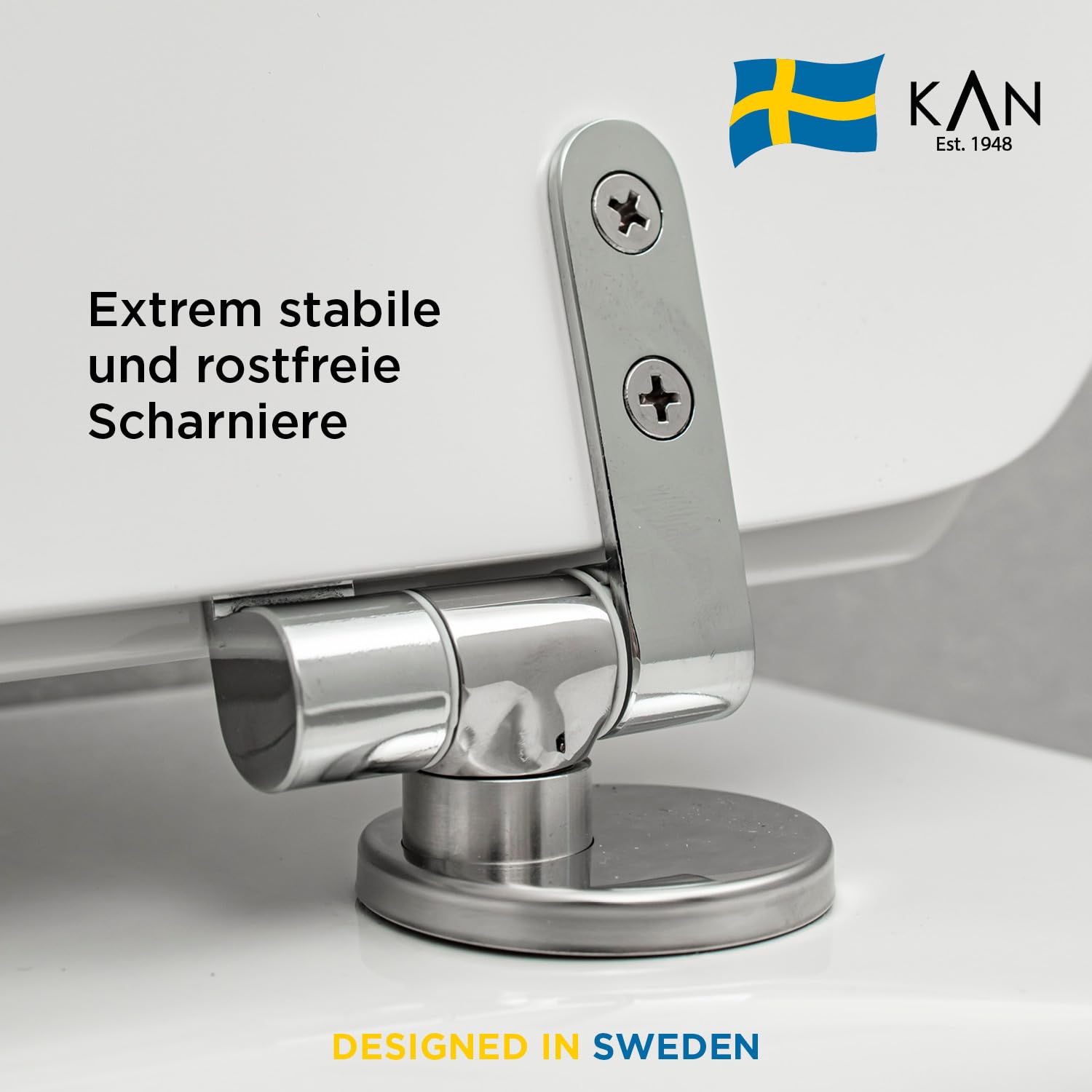 KAN - Sedile WC con abbassamento automatico, forma a D, in legno, con vestibilità universale, fissaggio dall'alto con sistema di bloccaggio magnetico, coperchio piatto con abbassamento automatico