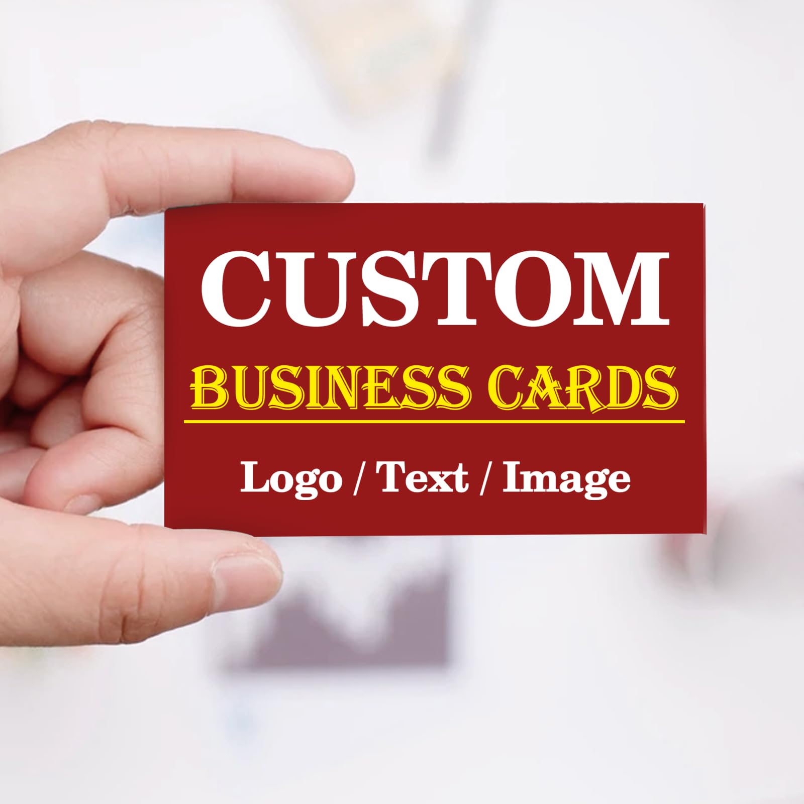 AKAISOED Custom Business Cards Personalized Business Cards for Small Business Add Logo Image Text Number Front & Back Sides Printed, DarkRed, 3.5"x2"