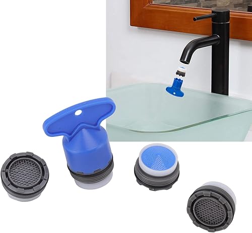 Miniatura 3 de 4 piezas de insertos aireadores de grifo, aireador de grifo de fregadero de plástico con llave, aireador de grifo de baño, restrictor de flujo de