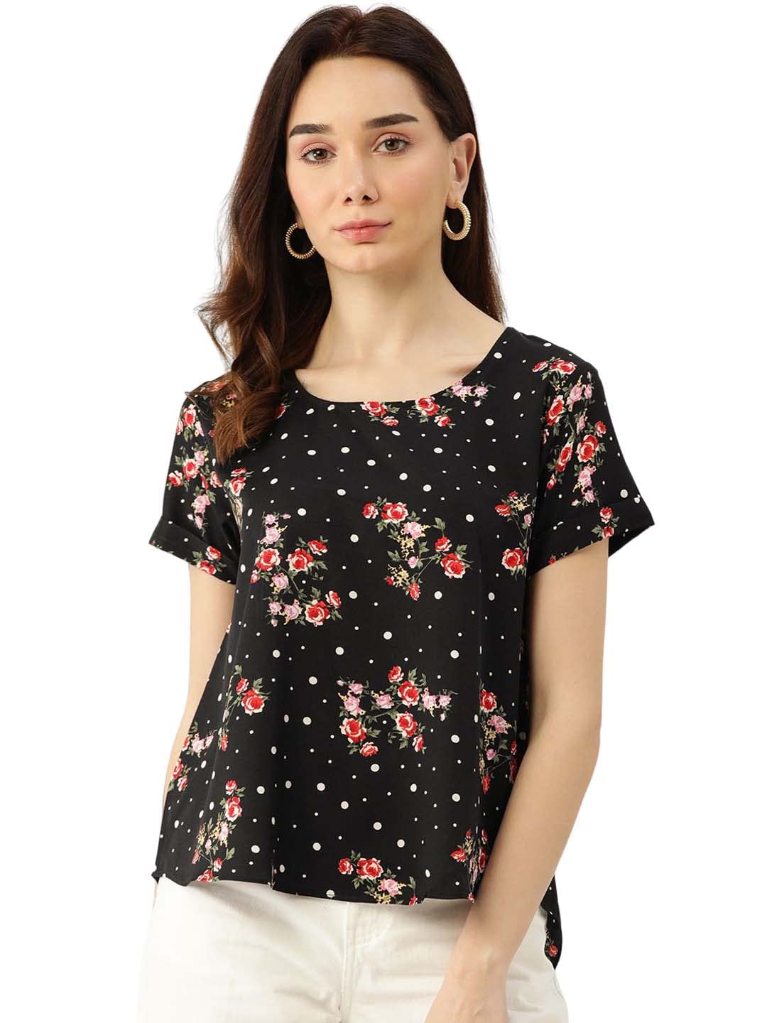 quinoa, your personal designer Quinoa Women's Polyester Floral Print Top with Round Neck-picture-17