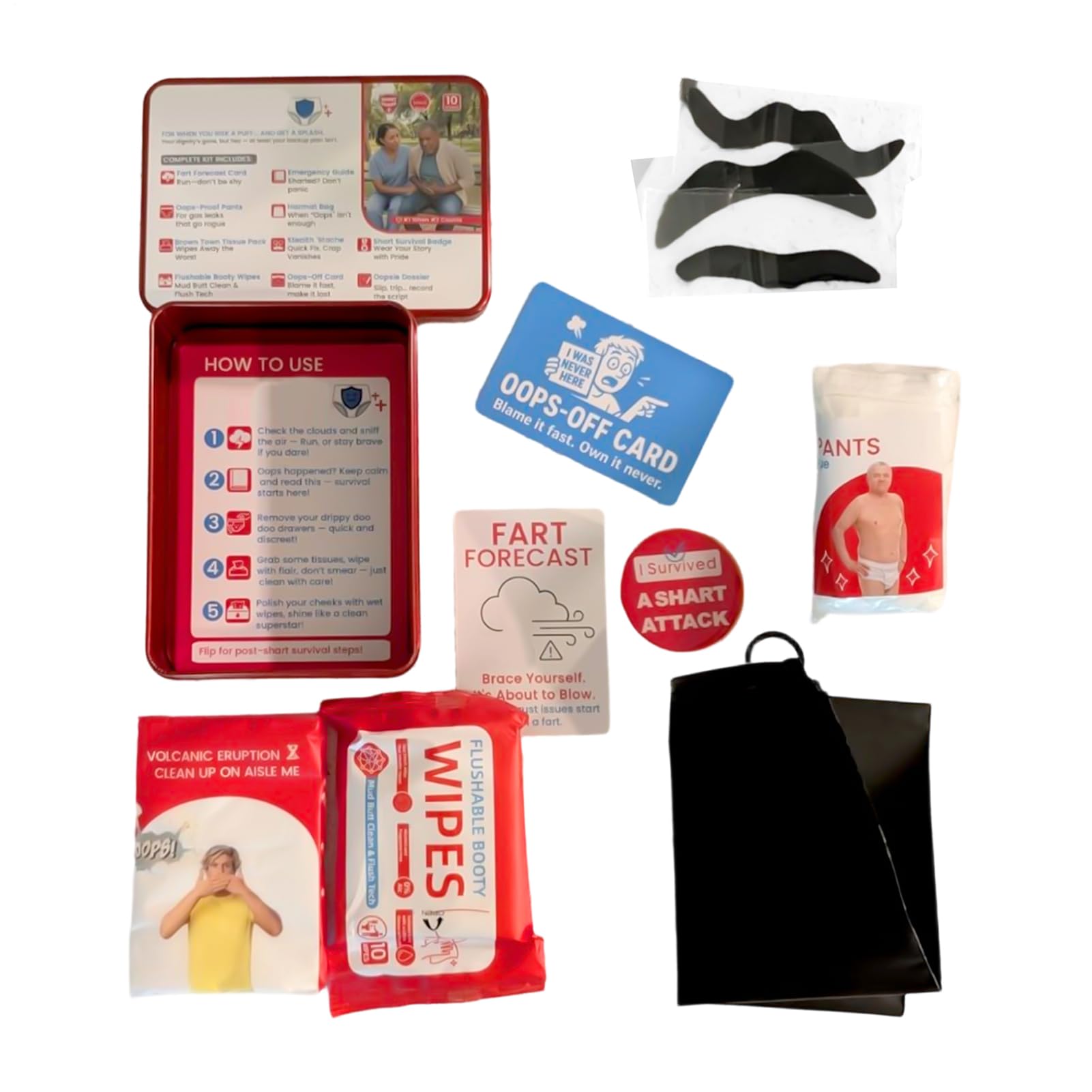 Funny Shárt Survival Kit, Fun Shart Survival Set, Portable Hilarious Poop Prank Gag Gift Set For Climbing, Hiking, Camping, Traveling, Men, Women