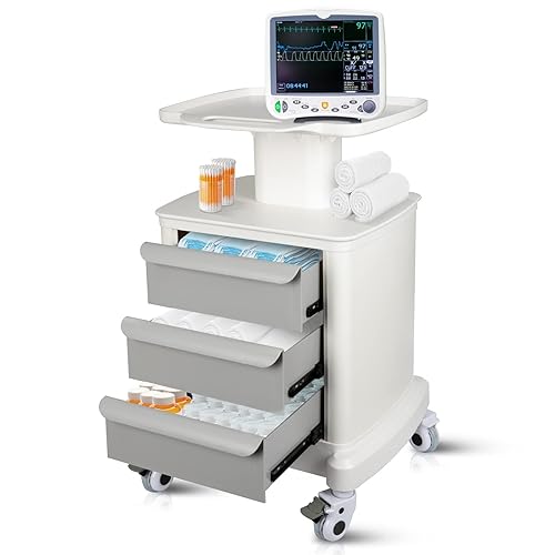 Carrito móvil de ultrasonido con 3 cajones, escáner de imágenes por ultrasonido, carrito de almacenamiento de belleza médica, carritos médicos para
