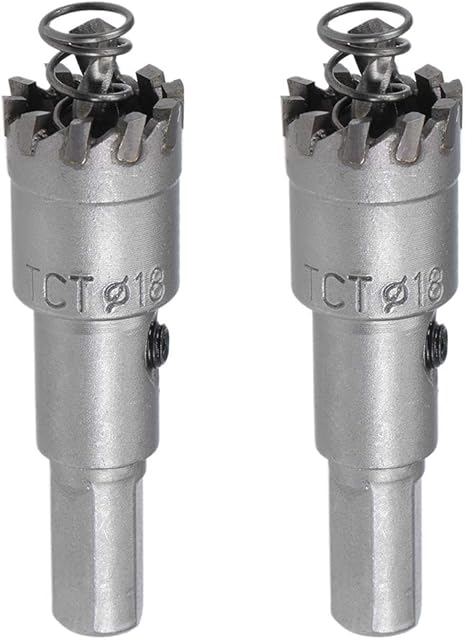 sourcing map 18mm Carbide Hole Cutter, TCT Hole Saws for Stainless Steel Sheet Metal, High Density Carbide Tooth, 2pcs