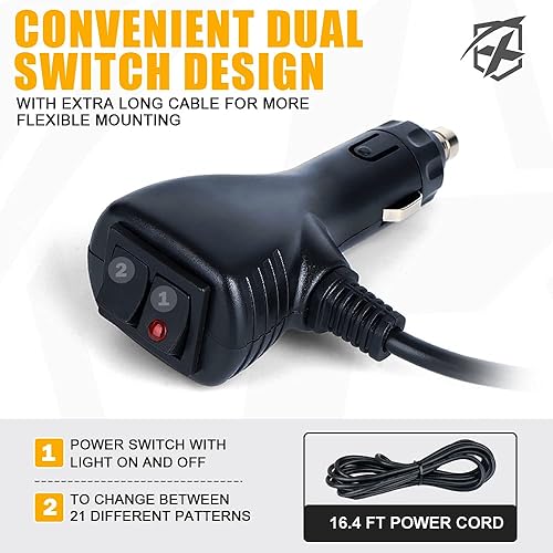 Miniatura 5 de Xprite Barra de luz estroboscópica LED COB de 26 pulgadas, luz intermitente de doble cara de advertencia de peligro, luces de policía de seguridad