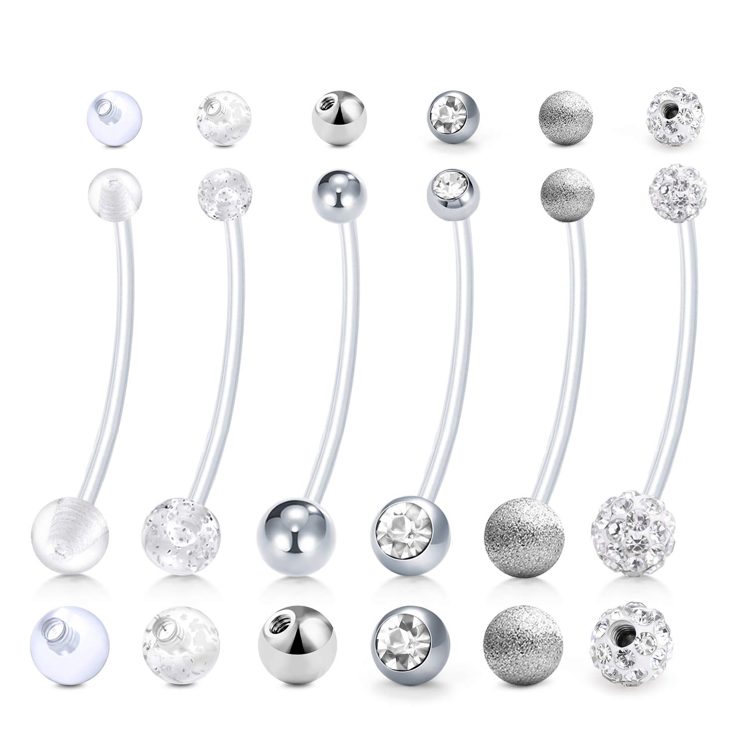 D.Bella14G Pregnancy Belly Button Rings Pregnancy Belly Rings for Women Flexible Belly Button Ring Long Belly Button Rings for Pregnant Women Maternity Belly Button Ring Silicon Belly Button Rings