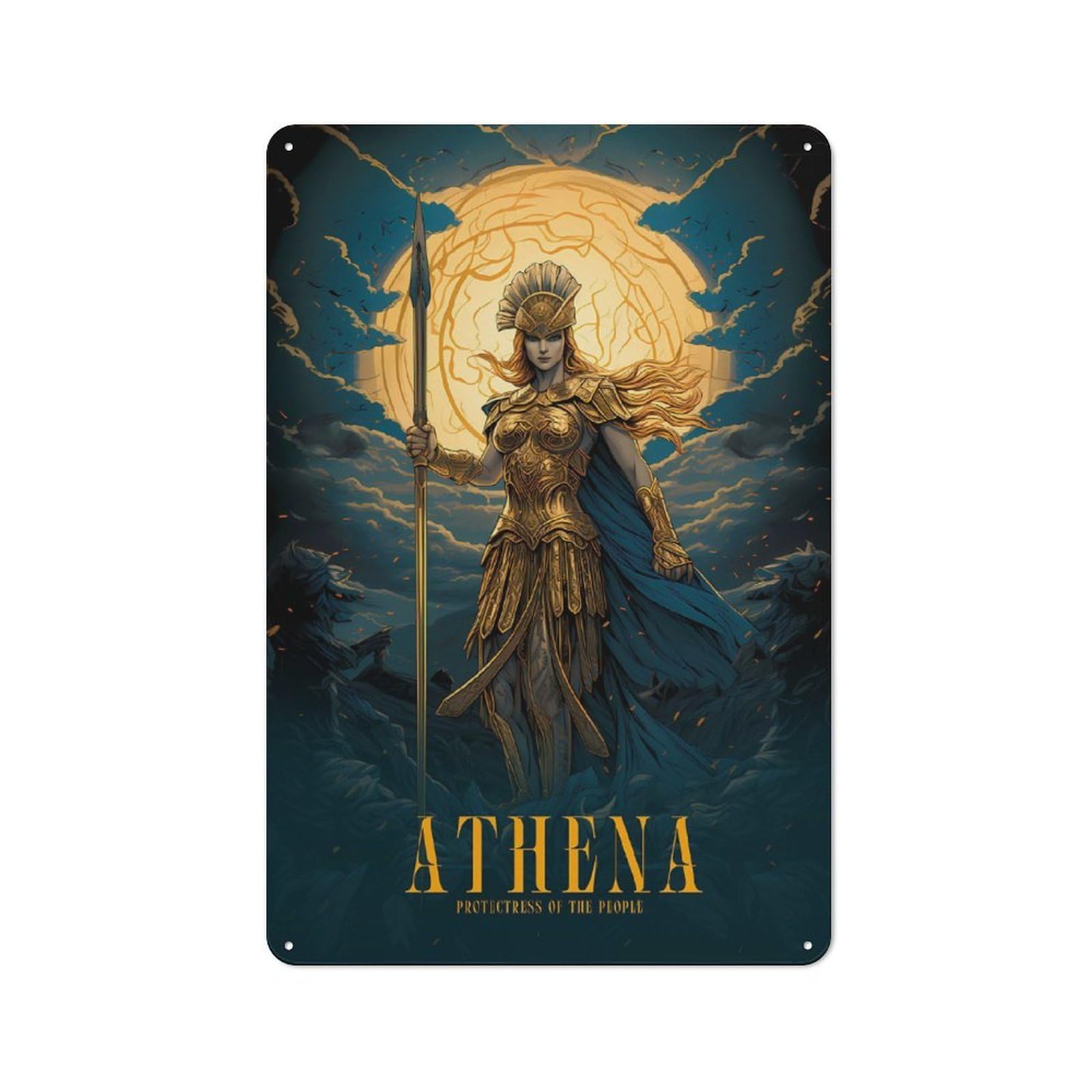 Junmoney Athena Metal Plaque 30X20cm With For Hallway Wall, Retro Decor, For Themed Interiors In Hallways And Entrance Areas