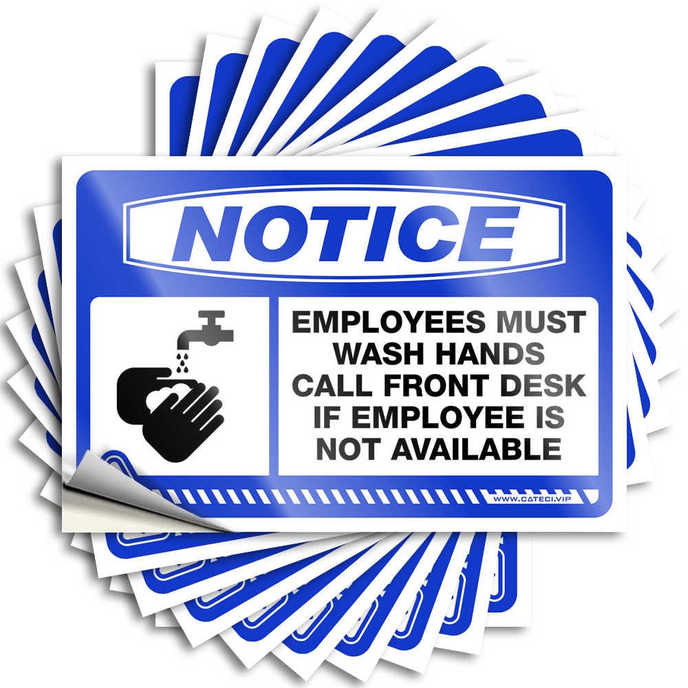Camper Decorations for Inside Custom Quote - Notice Employees Must Wash Hands Call Front Removable Decal Case Easy Peel for Dart(12X18CM)