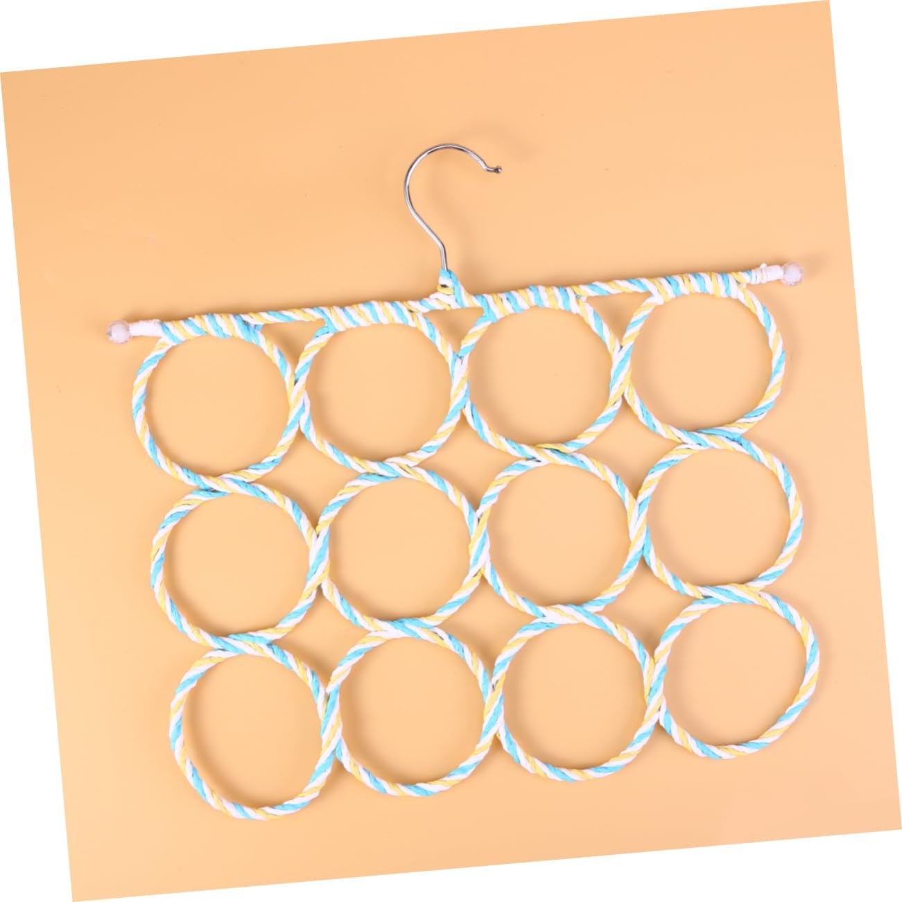 Ciieeo 2pcs Foldable Ring Scarf and Tie Organizer Rack Paper Rattan Hanger for Scarves Towels and Ties Space-Saving Design for Closet Wardrobe Use Random