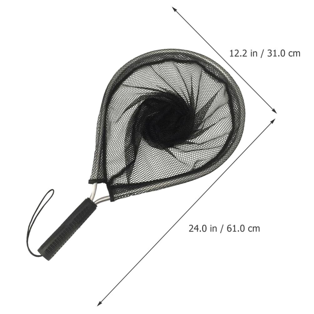 Fly Fishing Landing Net - Trout Floating Fishing Net with Wooden Handle Frame - Soft Rubber Mesh Catch and Release Fish Net