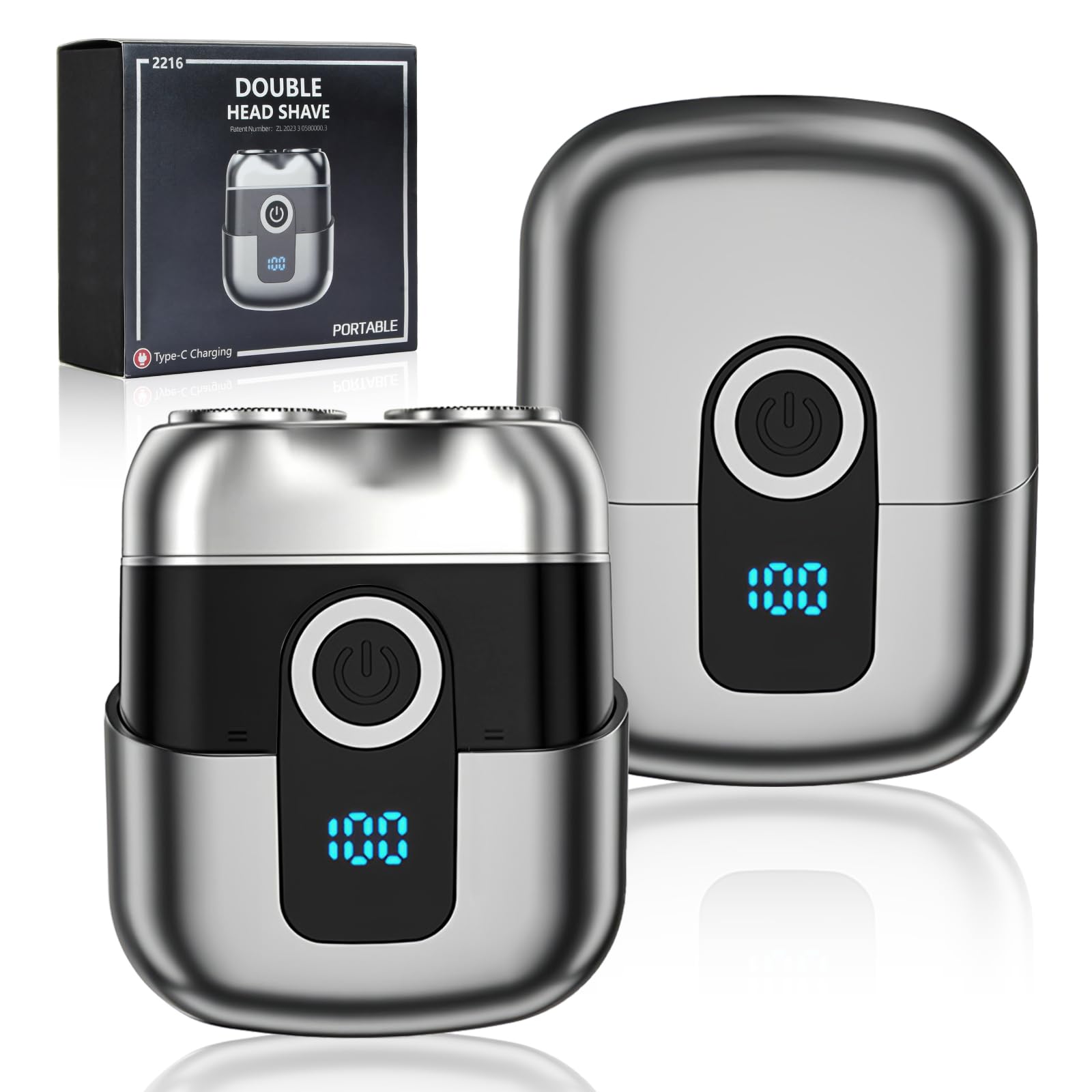 Afeitadora Eléctrica de Bolsillo, Maquinilla de Afeitar Electrica Portátil, Mini Afeitadora Eléctrica de Viaje Hombre, Electric Mini Shavers, Maquinilla Afeitar Recargables Impermeable IPX7 (Gris)