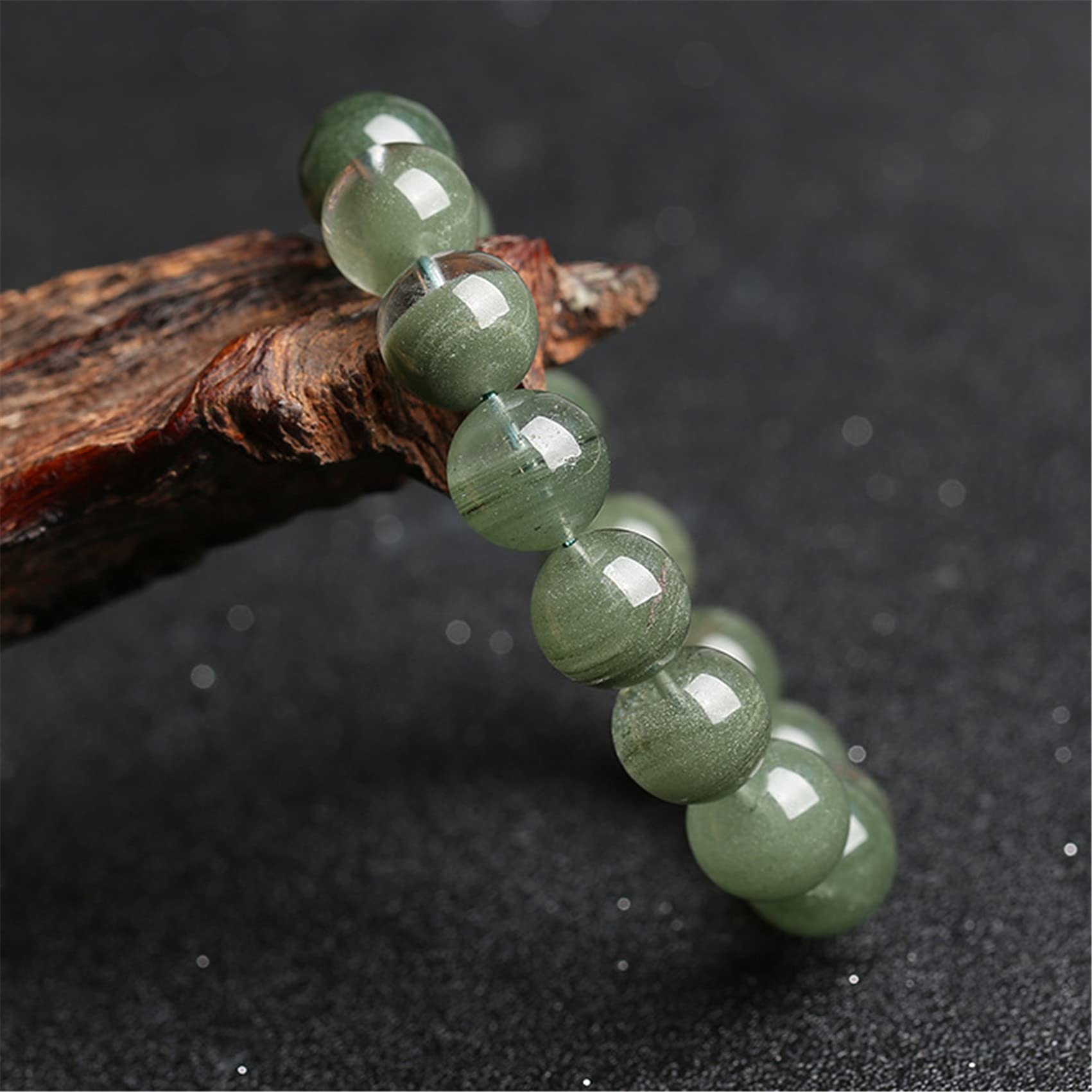 YDYDTTKD Pulsera de Buena Suerte, Pulsera de Cristal de Riqueza Feng Shui, Amuleto de Cuarzo Verde, talismán para Prosperidad, Dinero, Buena Suerte, 8 mm