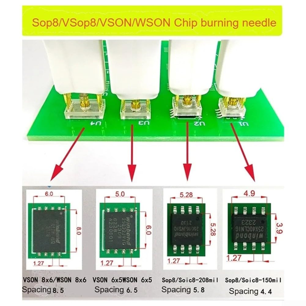 Clip di programmazione con chip SOP8 WSON8 con perni a molla per lettura IC SOIC8 QFN8 DFN8, adattatore cavo da 30 cm per scheda madre TV e riparazione ECU automobilistica (5,8 mm)