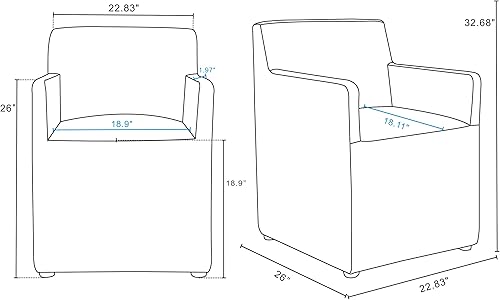 Miniatura 4 de Manhattan Comfort Anna - Silla cuadrada moderna de comedor con brazos, tapizada de piel sintética de la cabeza a los pies con relleno de plástico