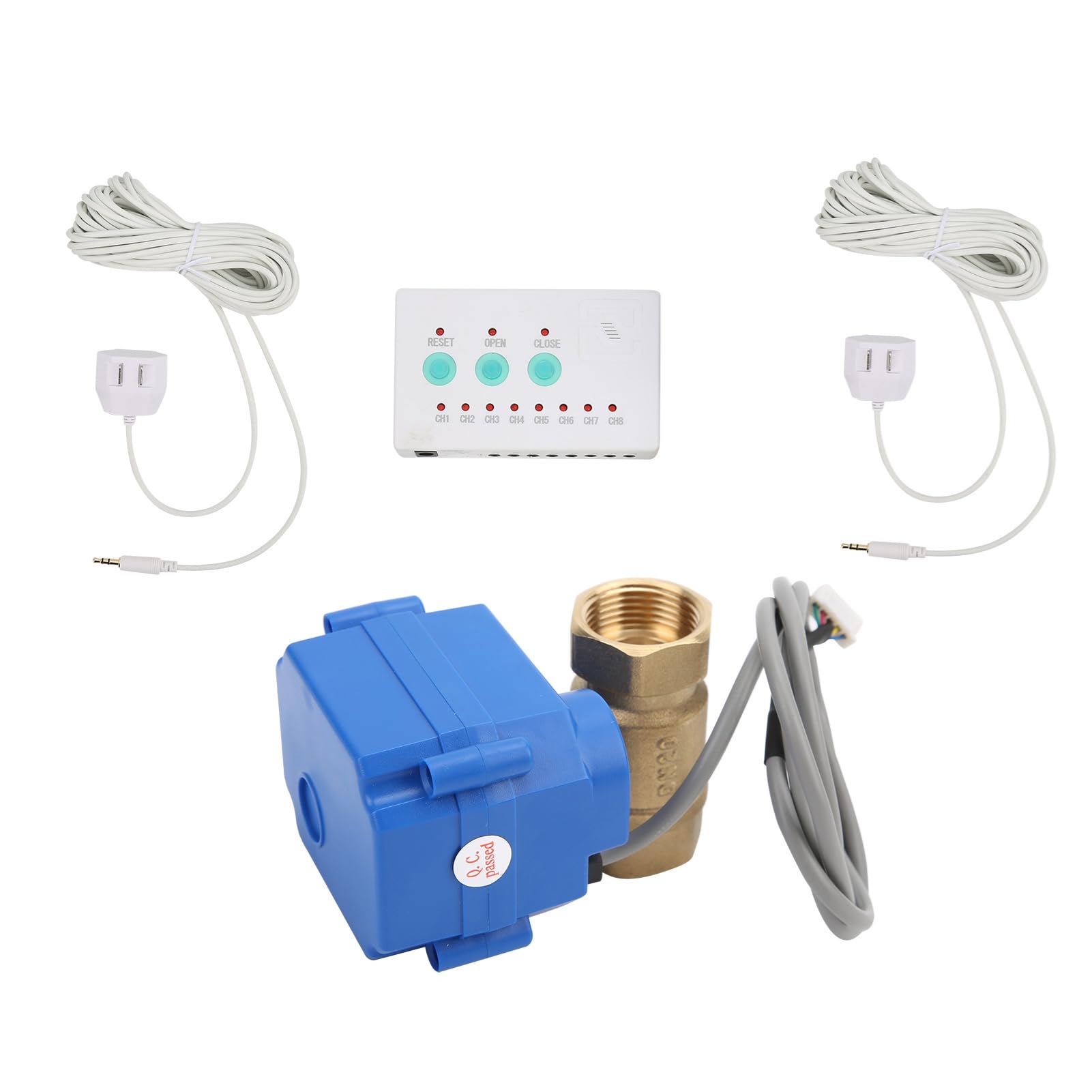 Detector de Fugas Torvex, Kit de de Alarma de detección de Fugas de Agua con válvula de Bola de latón Simple y Sensor para la protección de tuberías domésticas.