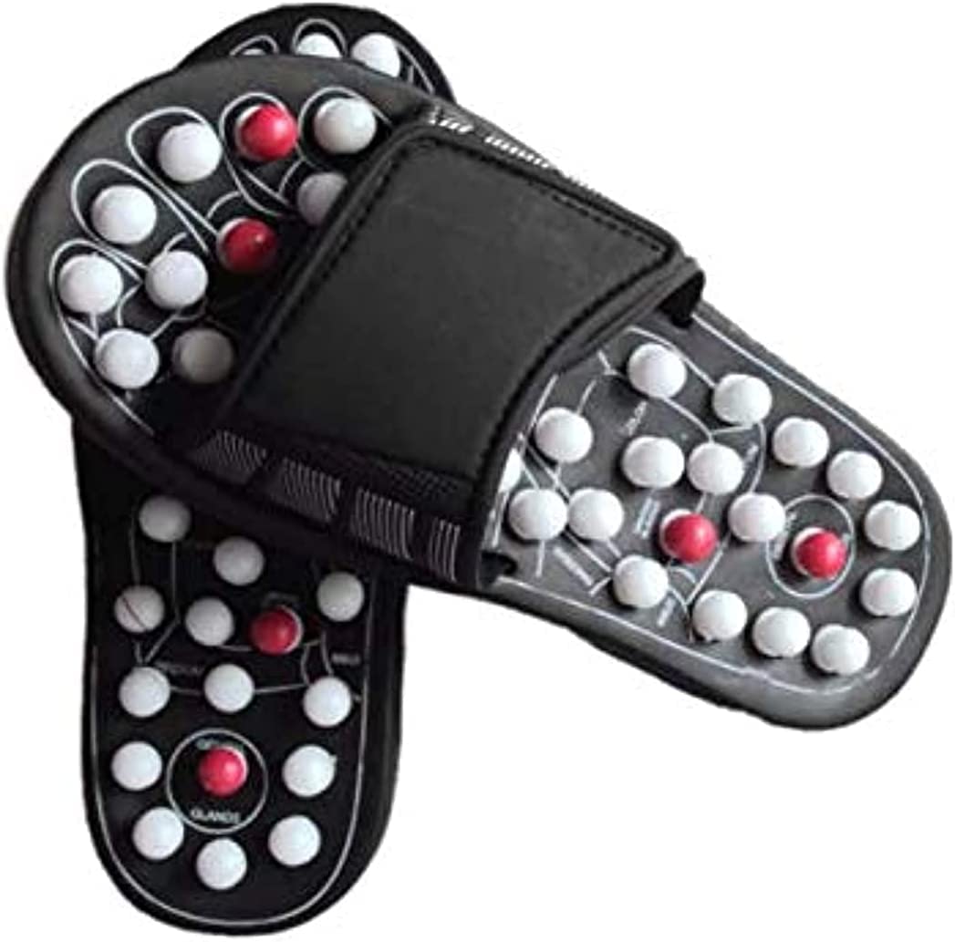 Reflexology Acupuncture Feet Massager Therapy Slippers with 78 Stress Relief Rotary Massage Therapy Balls and Adjustable Strap, Fight Against Plantar Fasciitis for Men and Women (M (40-41))