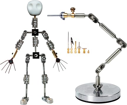 Stop Motion Armature Kits,Stop Motion Animation Rigging and Winder, with Metal Puppet Figure Skeletons for Character Design Creation,18 Proportional Adult Skeleton Stop Motion Kit,20CM