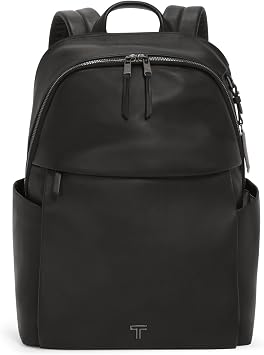 TUMI - Voyageur Raina Backpack - Womens Premium Leather Backpack - Everyday Bag with Phone Pocket & Laptop Compartment - Black, Gunmetal Hardware
