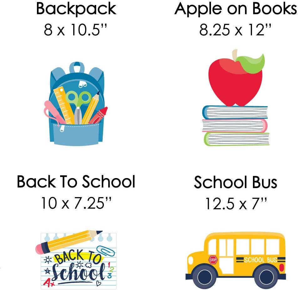 Big Dot of Happiness Back to School - Backpack, School Bus, Apple on Books Lawn Decorations - Outdoor First Day of School Classroom Yard Decorations - 10 Piece