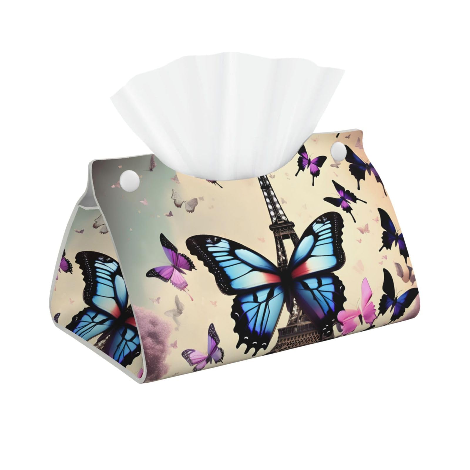 Romantic Paris Eiffel Print Long Tissue Box Cover Tissue Dispenser Box For Living Room, Office, Car, Bathroom