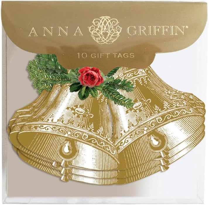 Anna Griffin, Christmas Bells, Boxed Set of 10 3-Dimensional Christmas/Holiday Cards
