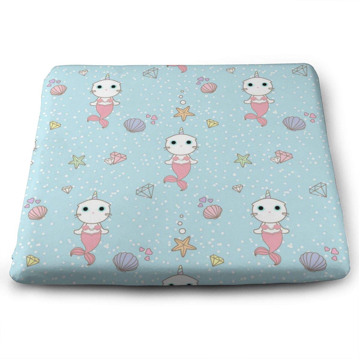 Cute Cat Unicorn Mermaid Seat Cushion Memory Foam Dining Chair Pads Stool Butt Seat Pillow Cushions for Pressure Pain Relief Offices Wheelchairs Kitchens Cars