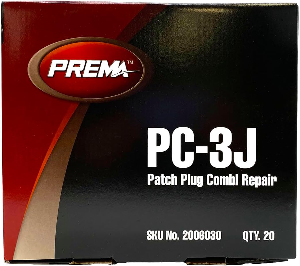 PREMA PC-3J Combi 5/16 inch Tire Repair Units w/Wire Lead- Tire Patch, Plug Combination Unit for Permanent Flat Tire Repair. Box of 20 Units. Use in Automotive, Truck, Agricultural Farm Tire Repair