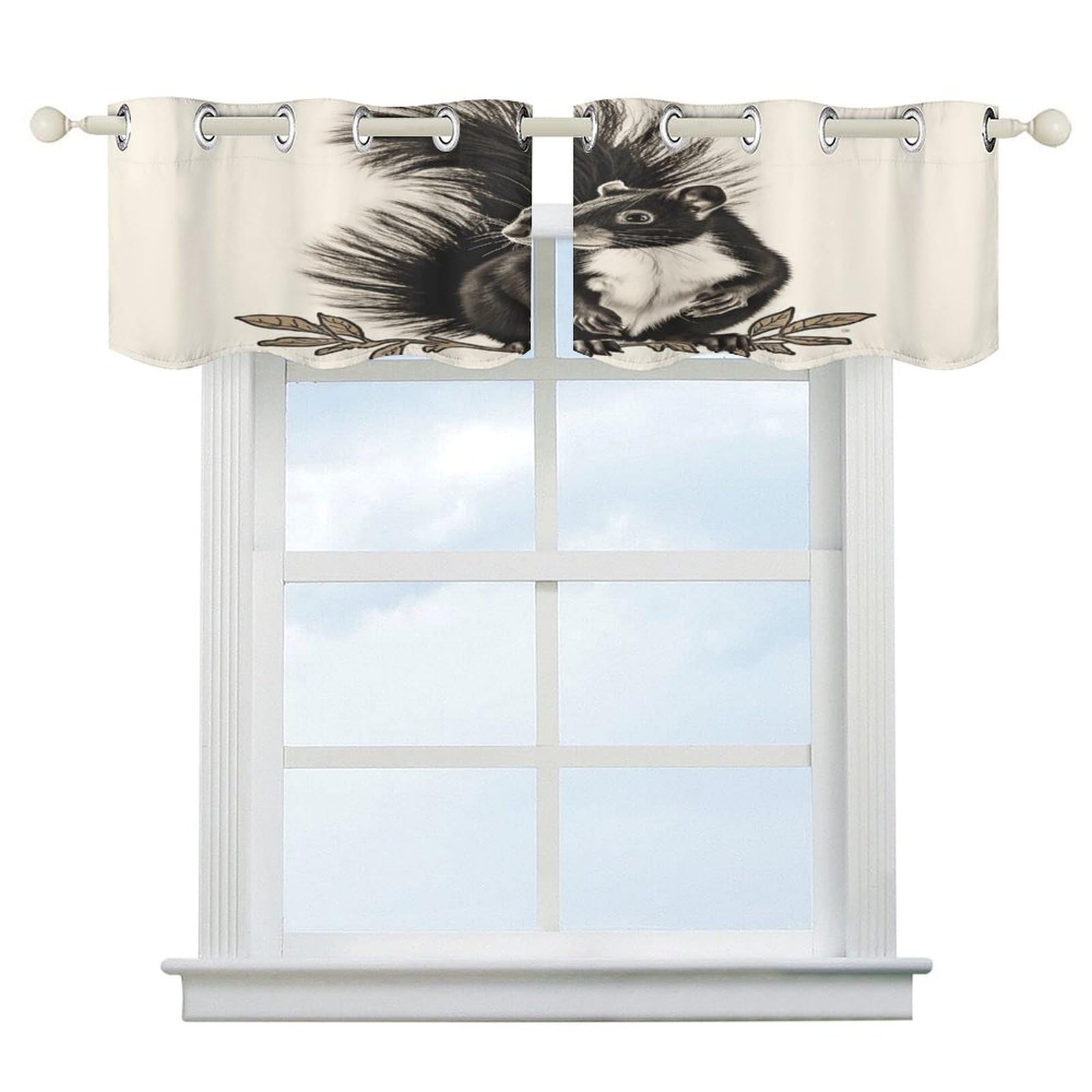 Cortinas opacas cortas marca Skunk con bolsillo de barra para ventana pequeña de hogar