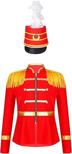 Disfraz de maestro de ceremonias de circo rojo para niños y niñas, disfraz victoriano de tambor, chaqueta militar