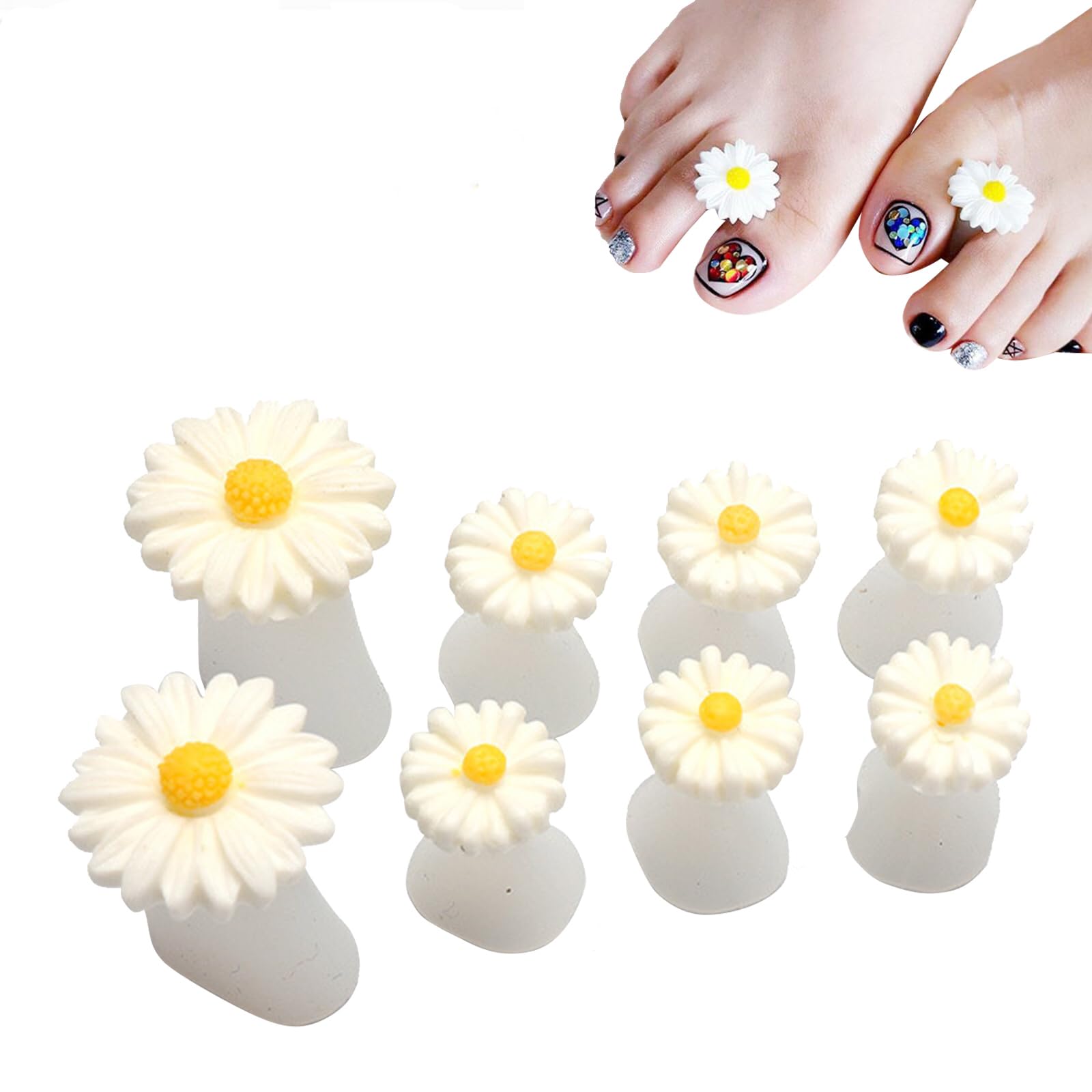 Separadores de Dedos para Pedicura, Separador de Uñas Lavable Reutilizable, 8 Piezas Separador de Dedos para Manicura, Separadores de Dedos para Aplicación de Esmalte de Uñas, Butyeak (Margherita)